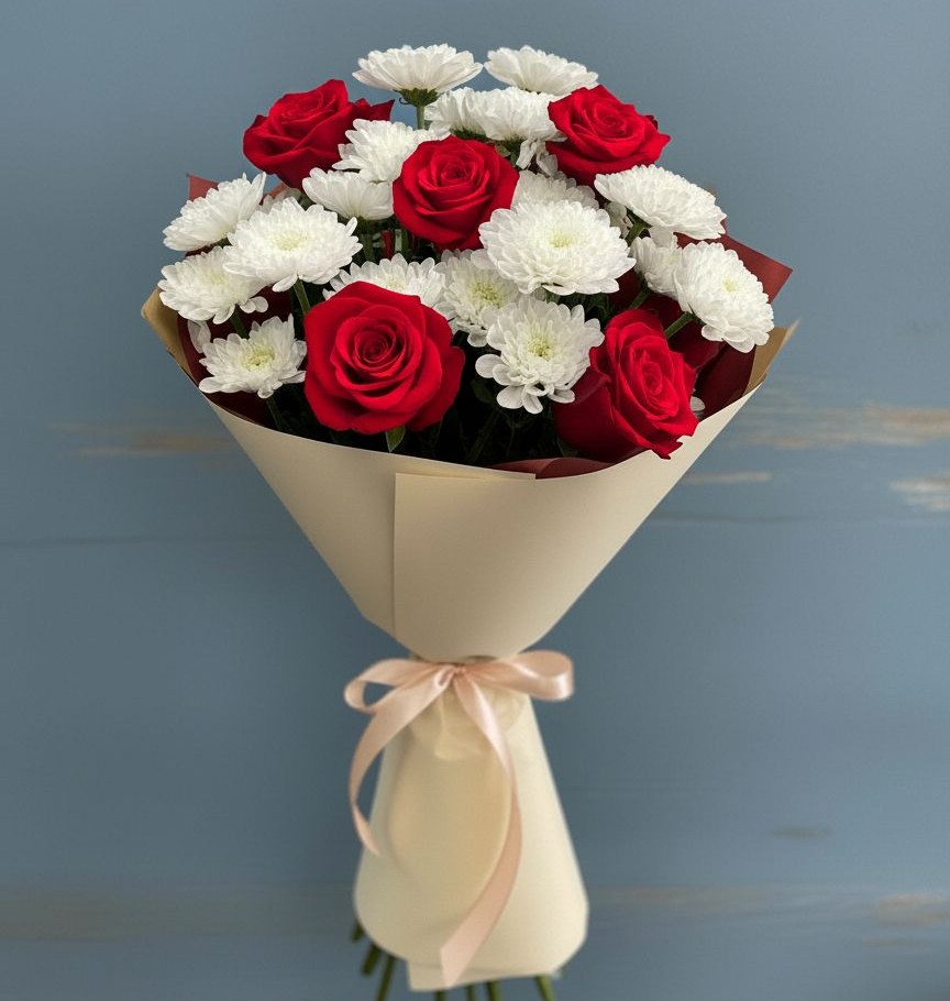 Букет цветов из: Розы и Хризантемы в Донская Сочи