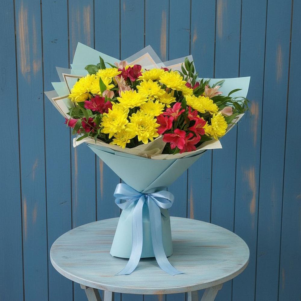 Букет цветов из: Альстромерии и Хризантемы в Донская Сочи