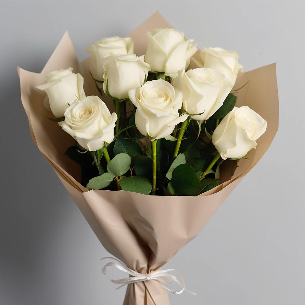 Букет 9 Белых роз Эдлесс Лав в Донская Сочи