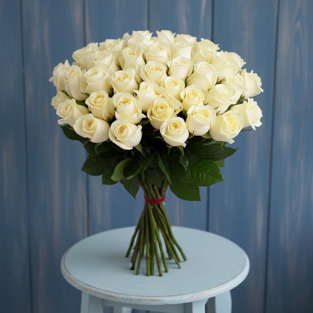 Букет 51 Белая роза Эдлесс Лав в Донская Сочи