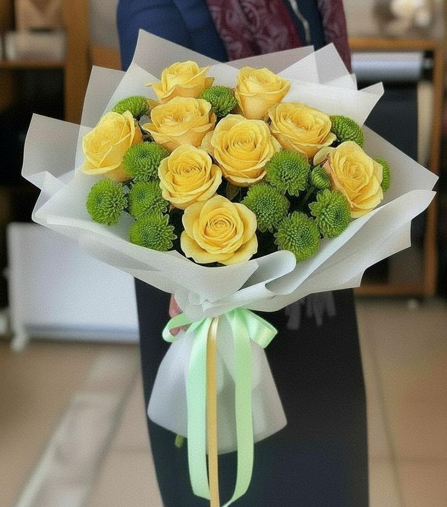 Букет цветов из: Хризантемы и Розы в Донская Сочи