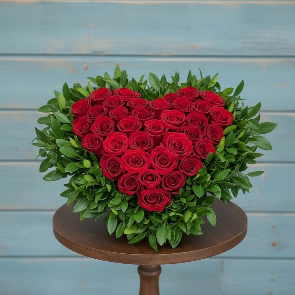 Цветочная композиция из Розы в виде сердца в Донская Сочи