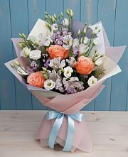 Букет цветов из:  Лизиантусы, Розы, Альстромерии и Гипсофила #REPLACE_PRED# Донская Сочи