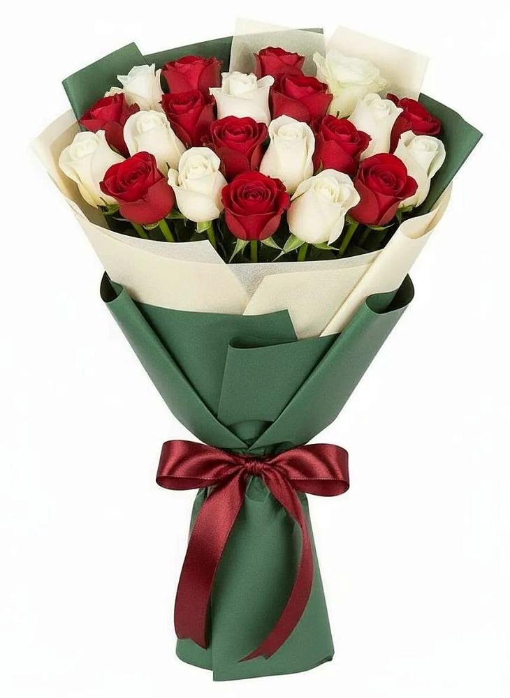 Букет Микс из красных и белых роз в Донская Сочи