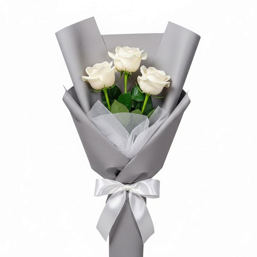 Букет 3 белые розы в Донская Сочи