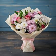 Букет цветов из:  Хризантемы, Альстромерии и Розы в Донская Сочи