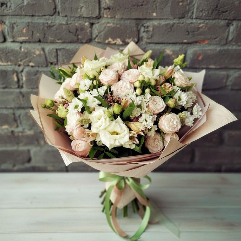 Букет цветов из: Альстромерии, Розы и Хризантемы в Донская Сочи