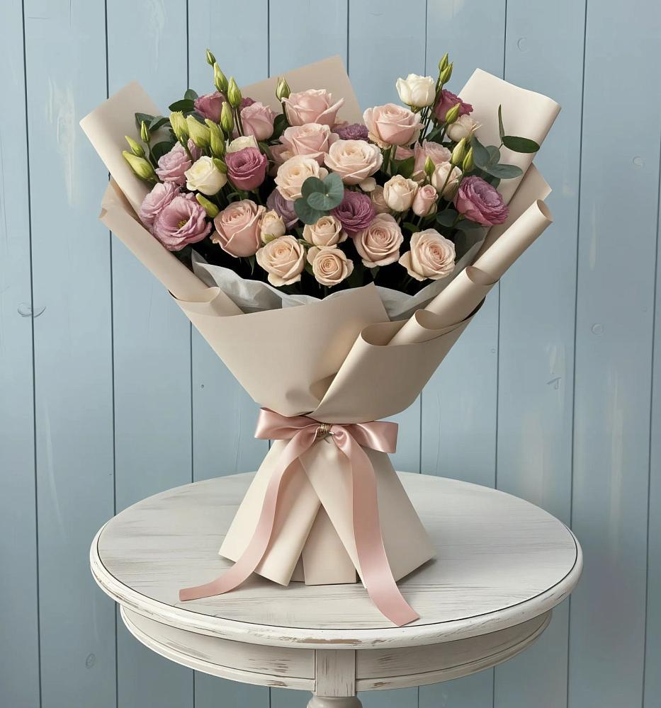 Букет цветов из: Розы и Лизиантусы в Донская Сочи