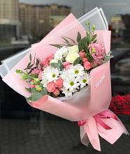 Букет цветов из:  Розы, Лизиантусы и Хризантемы в Донская Сочи