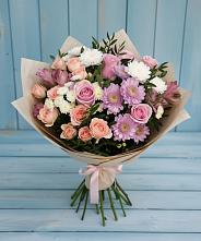 Букет цветов из:  Хризантемы, Розы и Альстромерии #REPLACE_PRED# Донская Сочи