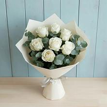 Букет Белые розы в Эвкалипте в Донская Сочи