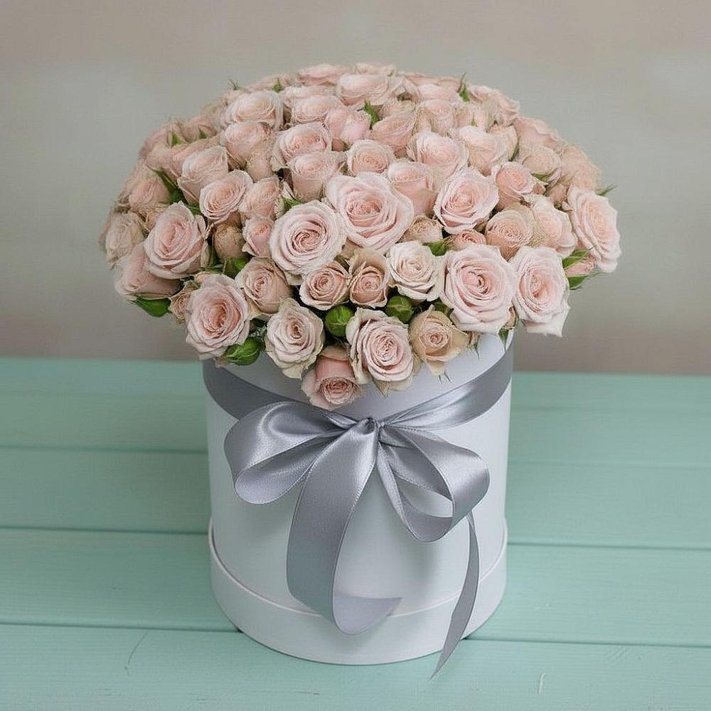 Цветочная композиция из Розы в шляпной коробке в Донская Сочи